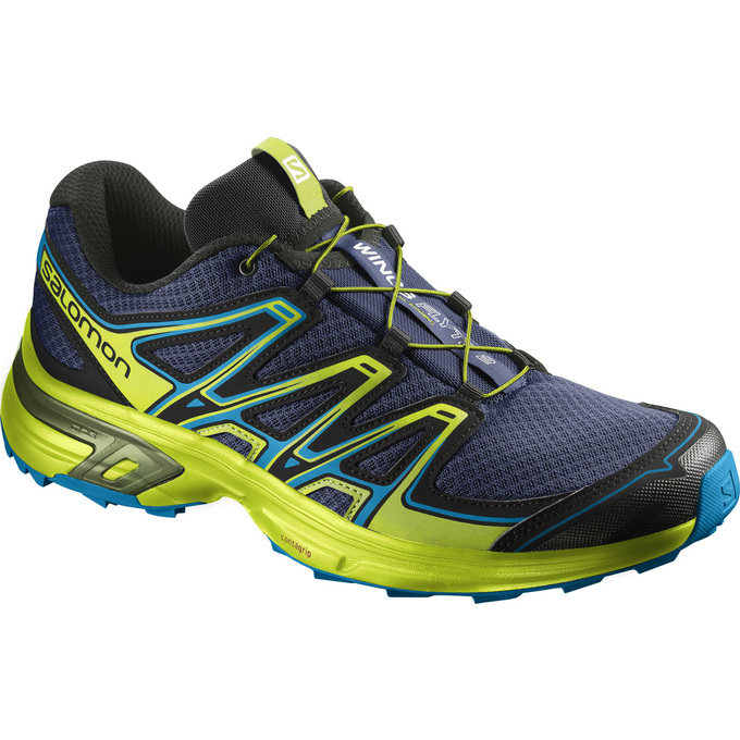 Salomon Israel WINGS FLYTE 2 - Mens Trail Running Shoes - Navy/Yellow (HBFX-18670)